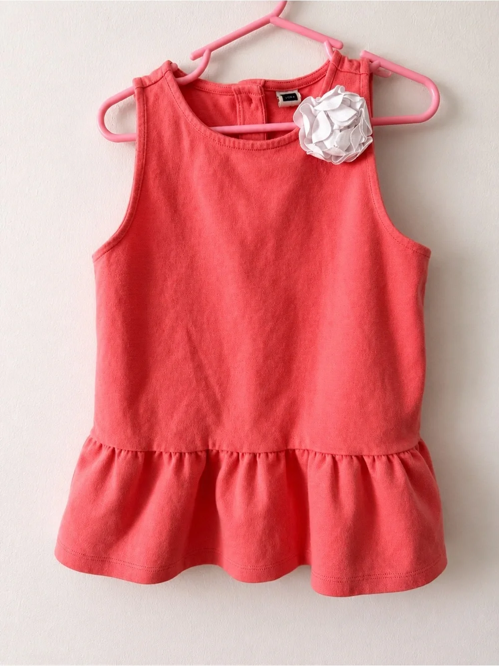 Janie and Jack Coral Peplum Top Girls Size 7 Sleeveless Rosette Shirt